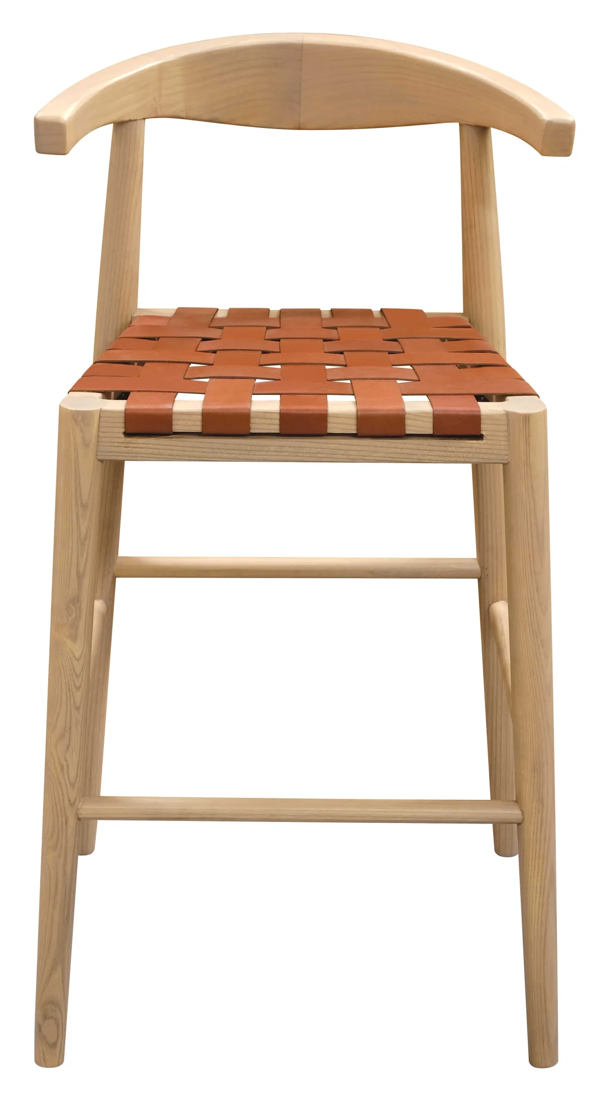 CT Elliot Genuine Leather Seat Timber Base Barstool - Set of 2