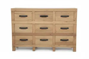 MF Industrial Iron Solid Timber 9 Drawer Sideboard thumbnail 1