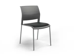 OL Game 4 Legs Upholstered Seat Visitor Stacking Chair - Charcoal Shell thumbnail 15