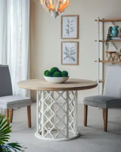 DA Lattice Solid Timber Round Dining Table thumbnail 3