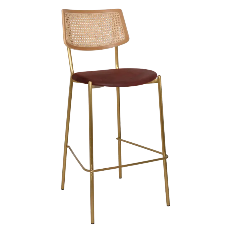 EZ Texas Metal Leg Rattan Back Barstool - Natural