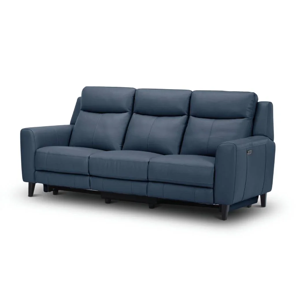 VI Newman 3 Seater Electric Recliner Leather Lounge