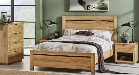 VI Croft Messmate Timber Veeneer 1 Drawer Bedside Table