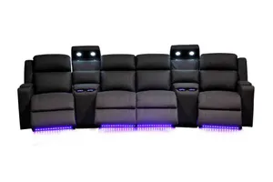 VI Academy Fabric Upholstered 4 Seater Electric Recliners with 2 Consoles thumbnail 1