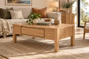 MD Moni Solid Timber 1 Drawer Coffee Table thumbnail 2