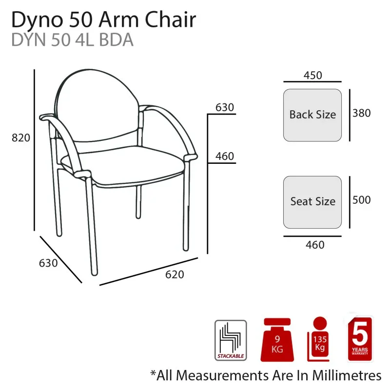 MA Dino 50 Fabric Upholstered 4 Leg Visitor Arm Chair