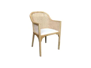 MF Selina Natural Rattan Fabric Upholstered Dining Armchair thumbnail 6