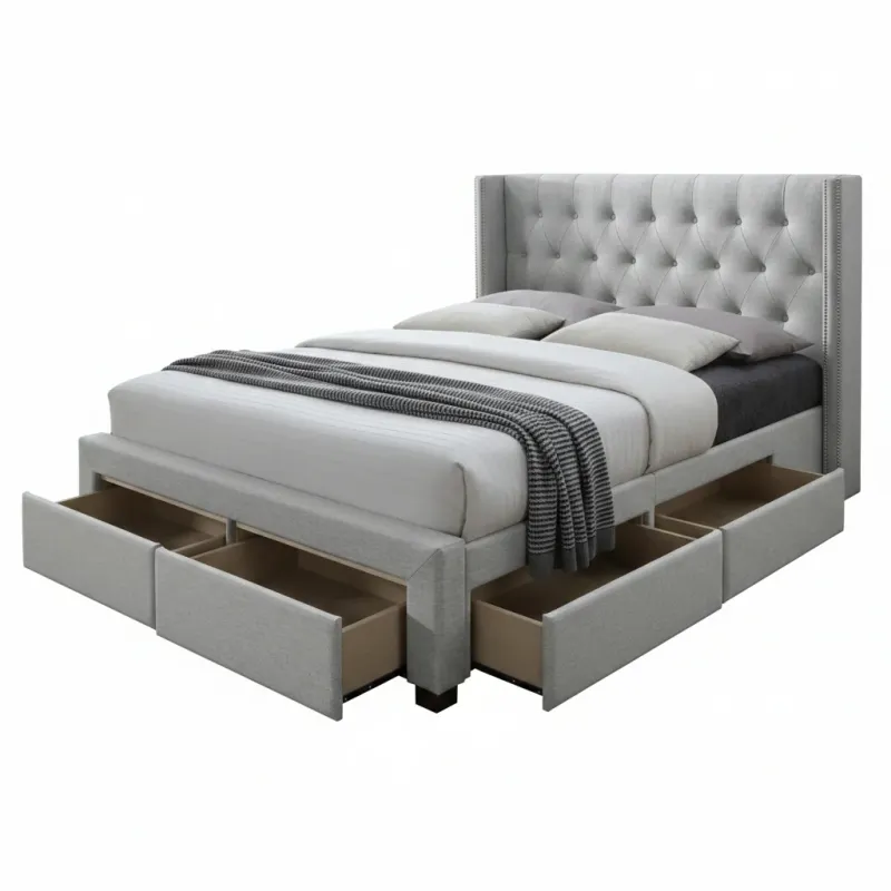 VI Calista Fabric Uphostered 4 Drawer Storage Bed