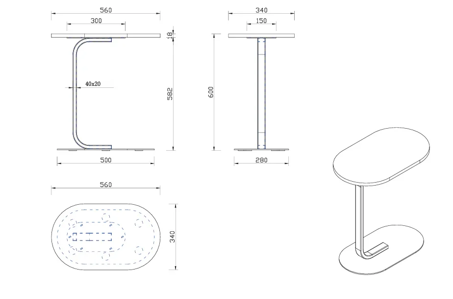 RL Selene Metal Leg Oval Side Table