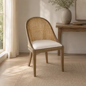 CR Alabama Timber Framed Rattan Back Fabric Seat Dining Chair thumbnail 5