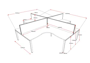 RL Infinity Profile Leg 4 People Corner Workstation with Screen thumbnail 3