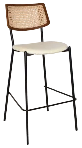 EZ Texas Metal Leg Rattan Back Barstool - Light Walnut thumbnail 11