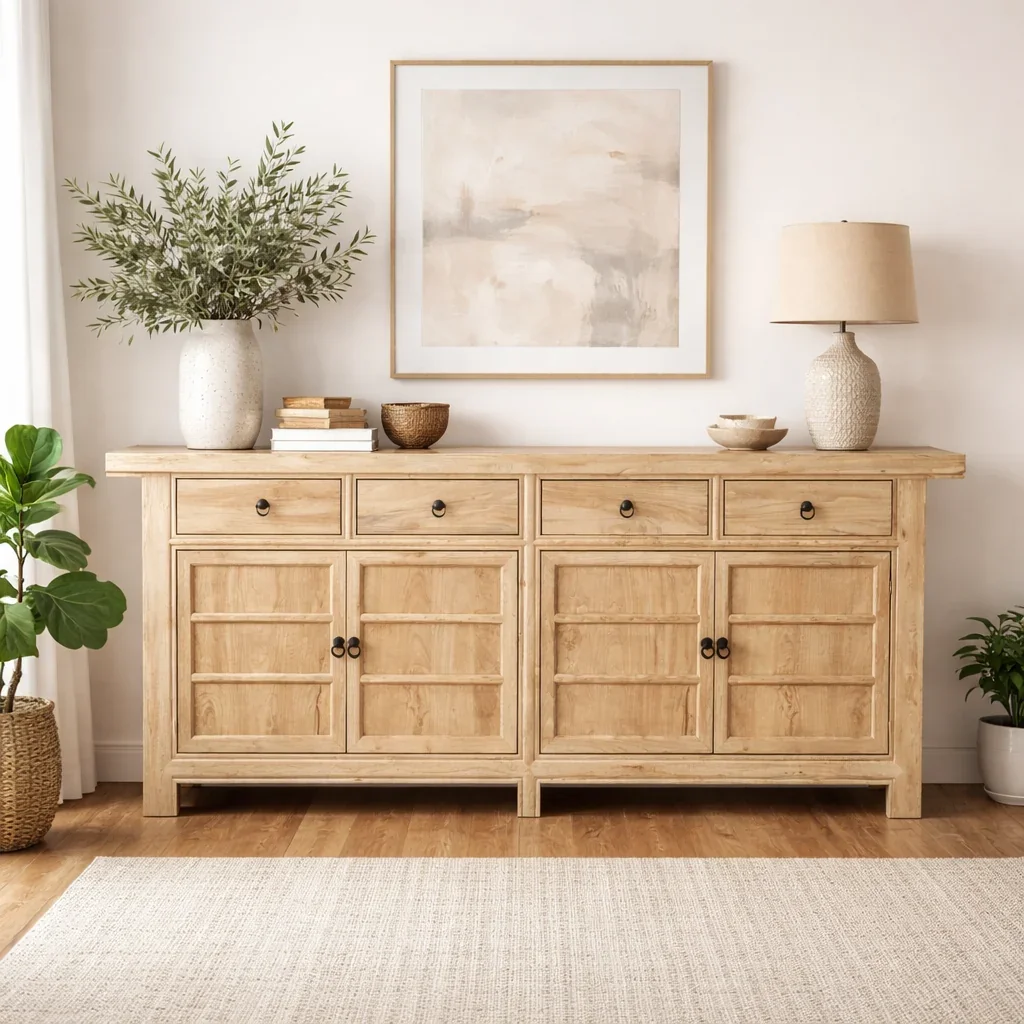 MF Chinese Antique Reproduction Recycled Timber 4 Door 4 Drawer Sideboard