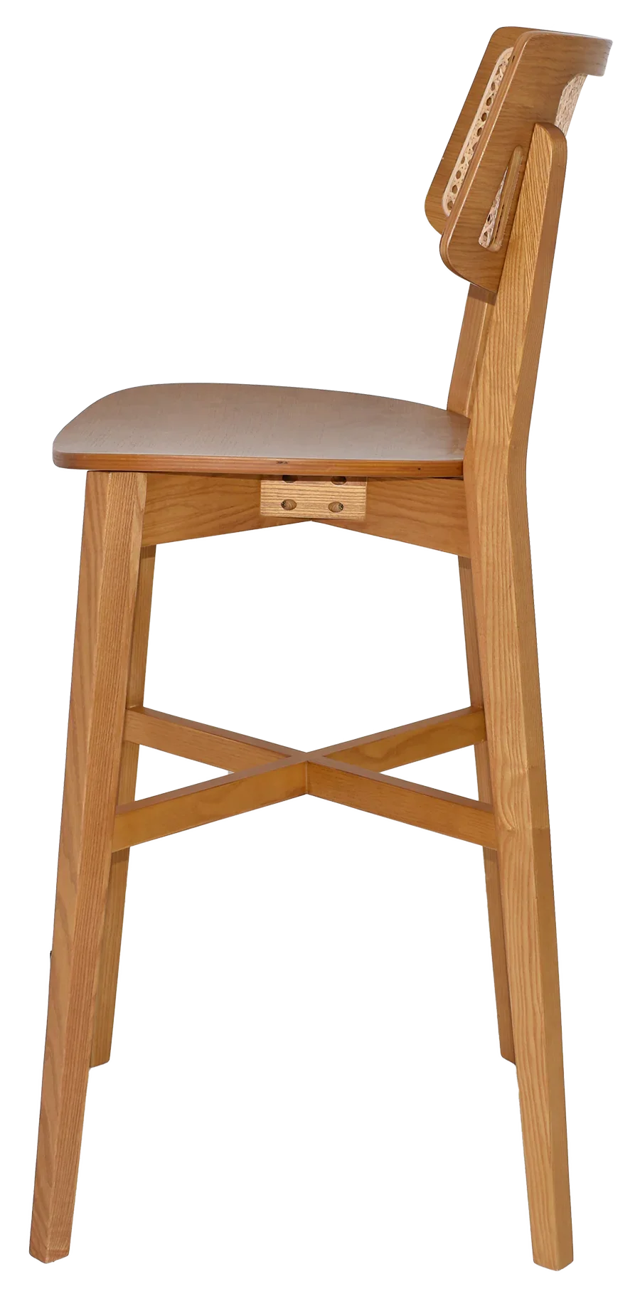 EZ Phoenix Solid Timber Framed Rattan Back Barstool