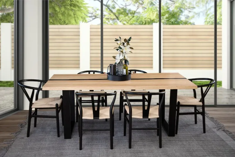 VI Dorian Solid Timber 7 Pieces Dining Setting with Arc Dining Chair