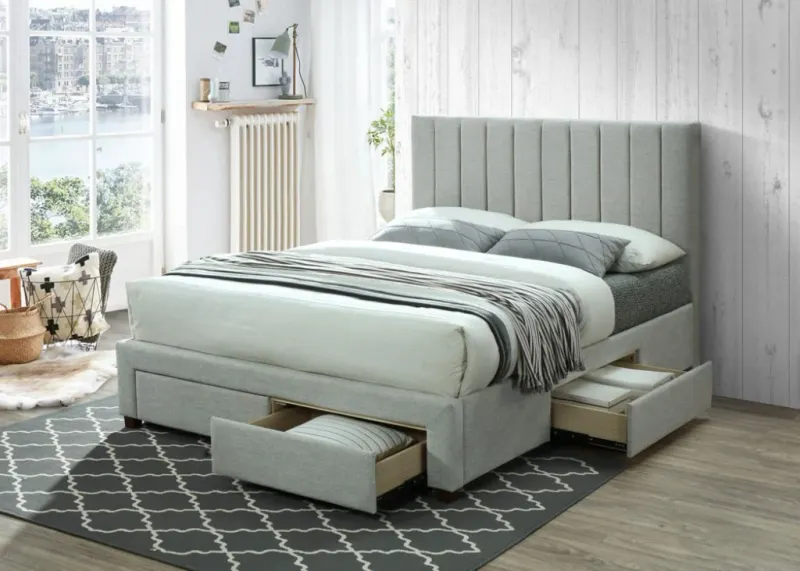 VI Coco Fabric Uphostered 4 Drawer Storage Bed