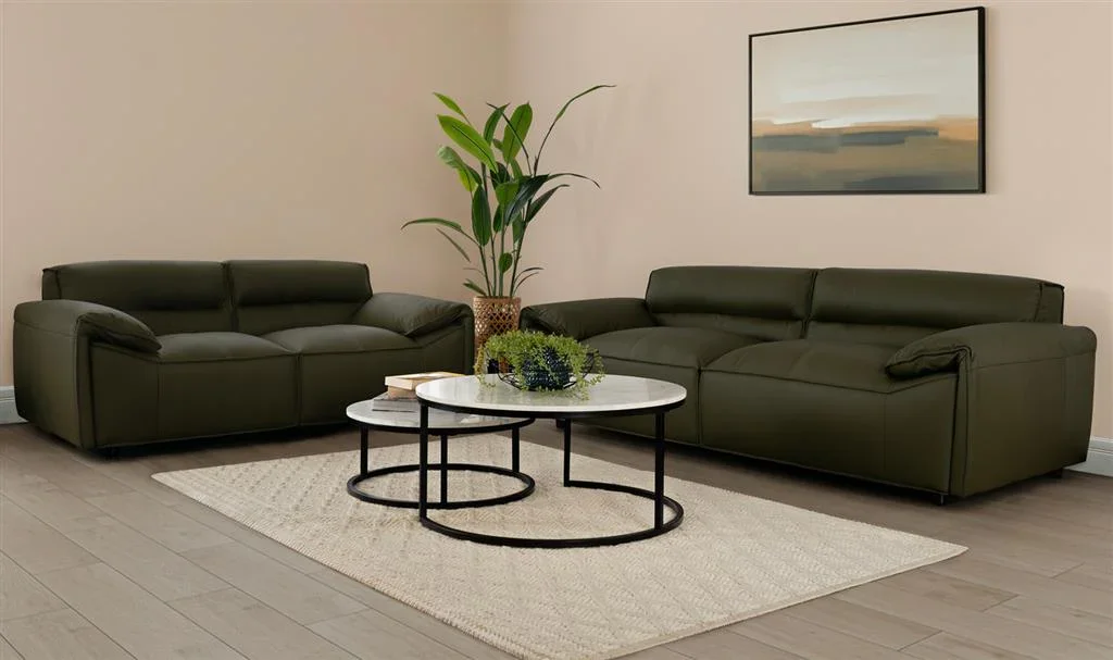 VI Zander Leather Upholstered 3+2 Seaters Sofa Set