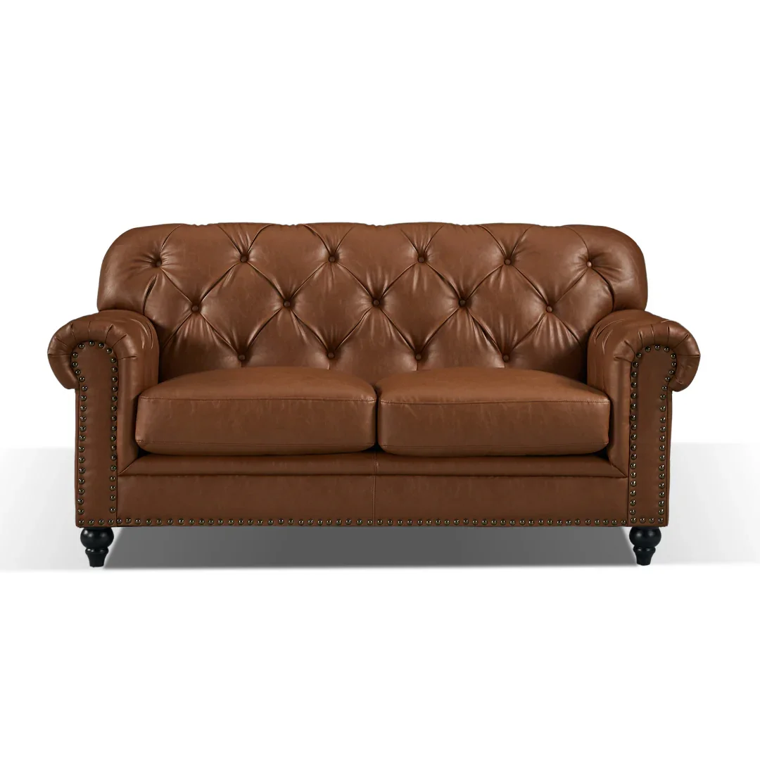 BT Barclay Chesterfield PU Leather Upholstered 2 Seater Sofa