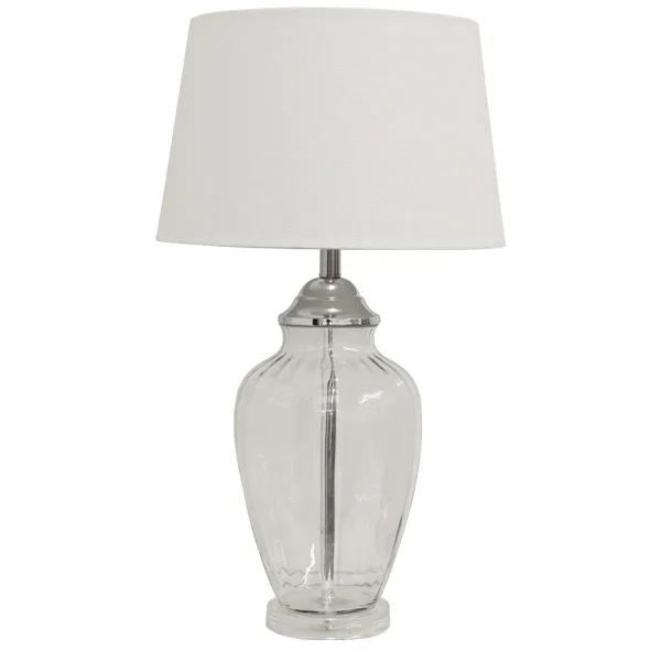 DA Addison Glass Base White Shade Table Lamp