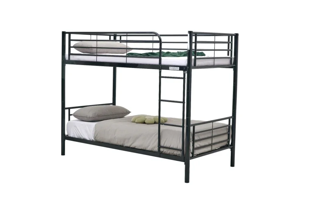 VI Tiamo Metal Single Over Double Bunk Bed - White and Black
