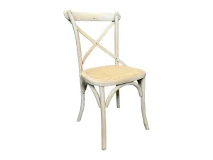 MF Bleach Raw Crossback Solid Timber Rattan Seat Dining Chair thumbnail 1
