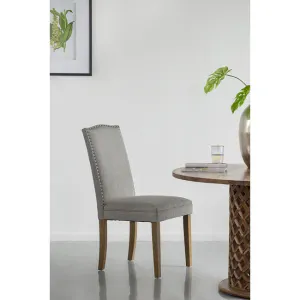 DA Studded Smoky Grey Fabric Upholstered Dining Chair Set of 2 thumbnail 4