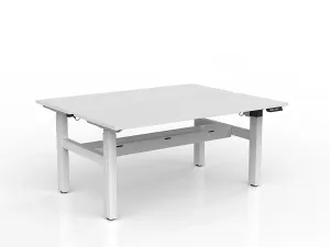 OL Agile 2 Column Electric Height Adjustable Shared Desk White Top White Frame thumbnail 13