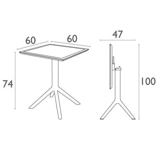 FL Sky 60 Hospitality Square Folding Table