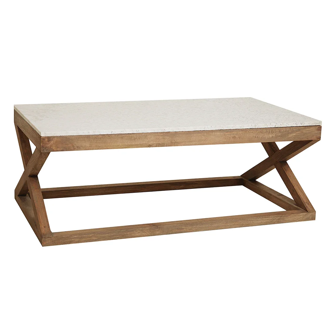 SH Madeline Marble Top Timber Legs Coffee Table