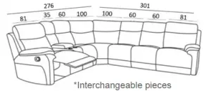 EL Arias Fabric Upholstered 6 Seater Recliner Corner Suite thumbnail 2