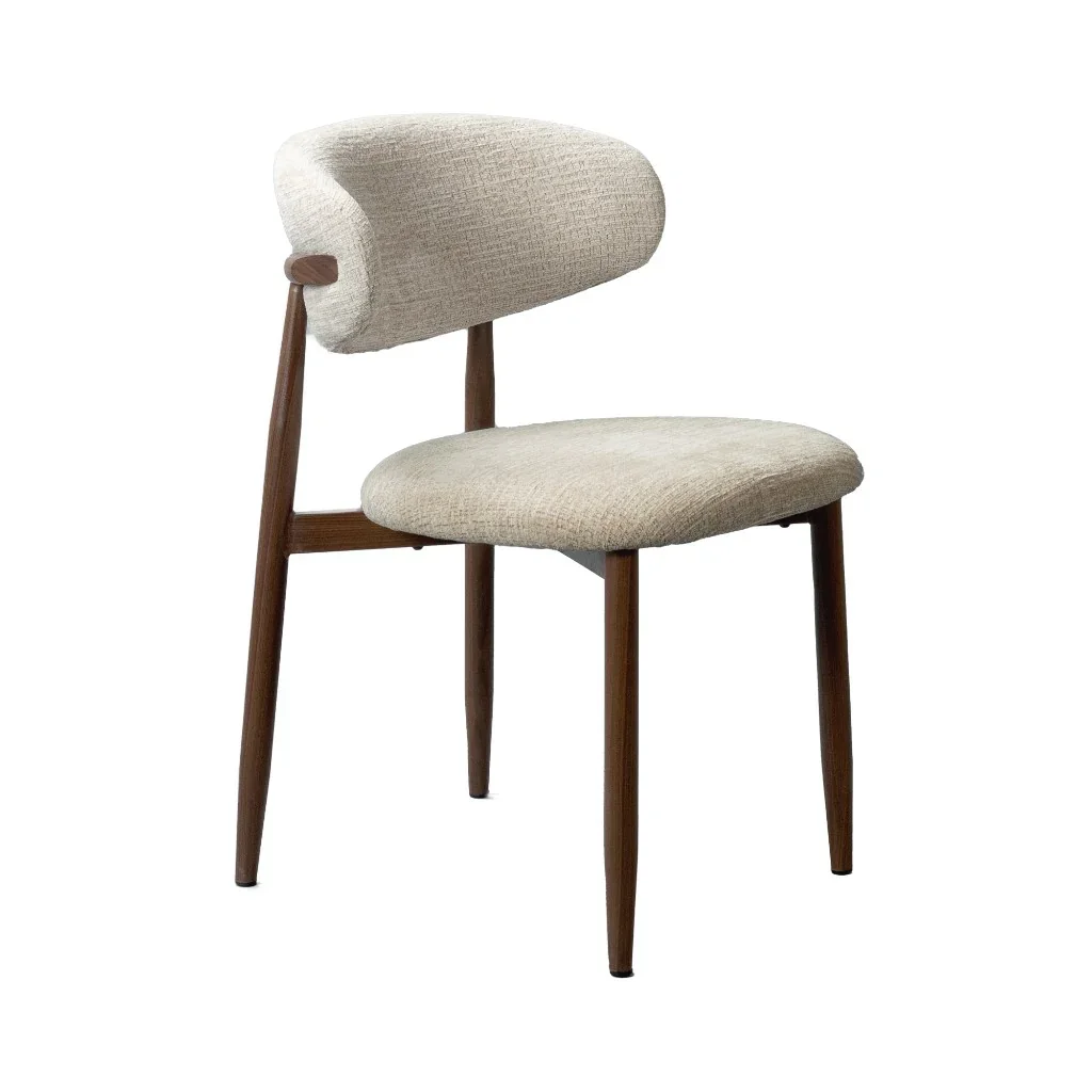 VI Cotswold Fabric Upholstered Dining Chairs Walnut and Beige