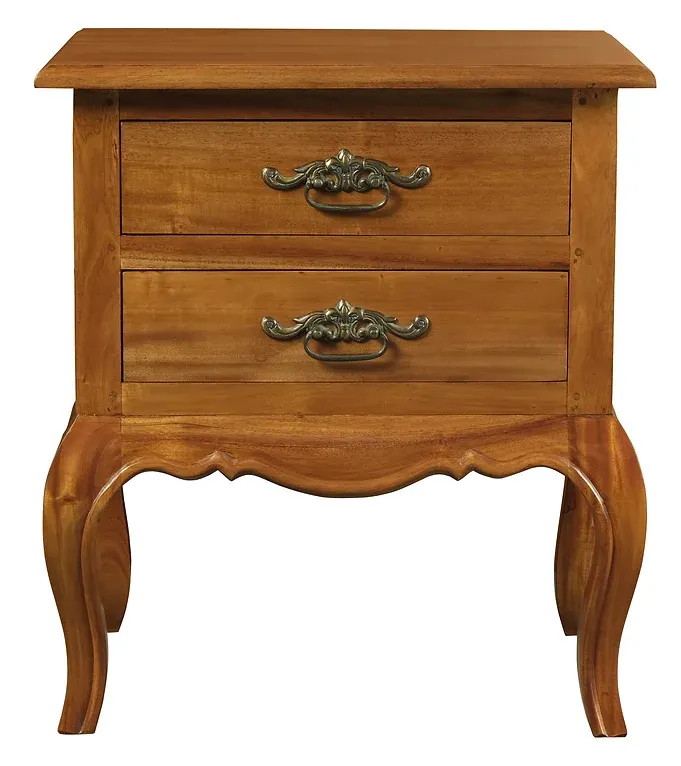 CT French Provincial Solid Timber 2 Drawer Lamp Table