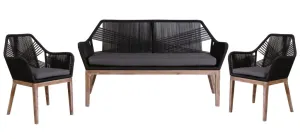 VI Faro Timber Leg Round Rope 3 Piece Outdoor Lounge Set thumbnail 1
