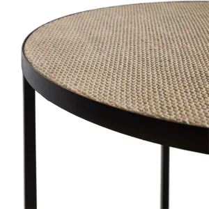 SH Marina Black Metal Framed Rattan Top Round Lamp Table thumbnail 3