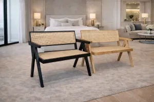MF Pier 2 Seater Rattan Bench with Backrest thumbnail 4