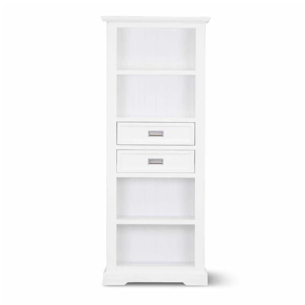 VI Coastal Solid Timber Bookcase with 2 Drawers