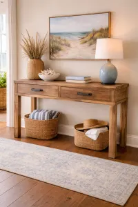 MF Recycled Elm Timber 2 Drawer Hall Table thumbnail 2