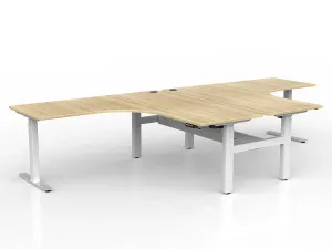 OL Agile Electric Height Adjustable 2-Column 90° Shared Desk – Oak Top White Frame thumbnail 2