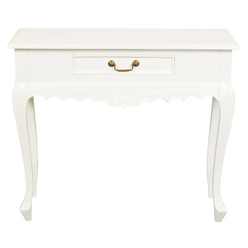 CT Jepara Solid Timber 1 Drawer Carved Sofa Table
