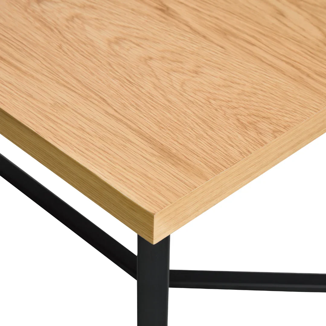 BT April Metal Leg Timber Veneer Top Dining Table with 6 Fiore Chairs Set