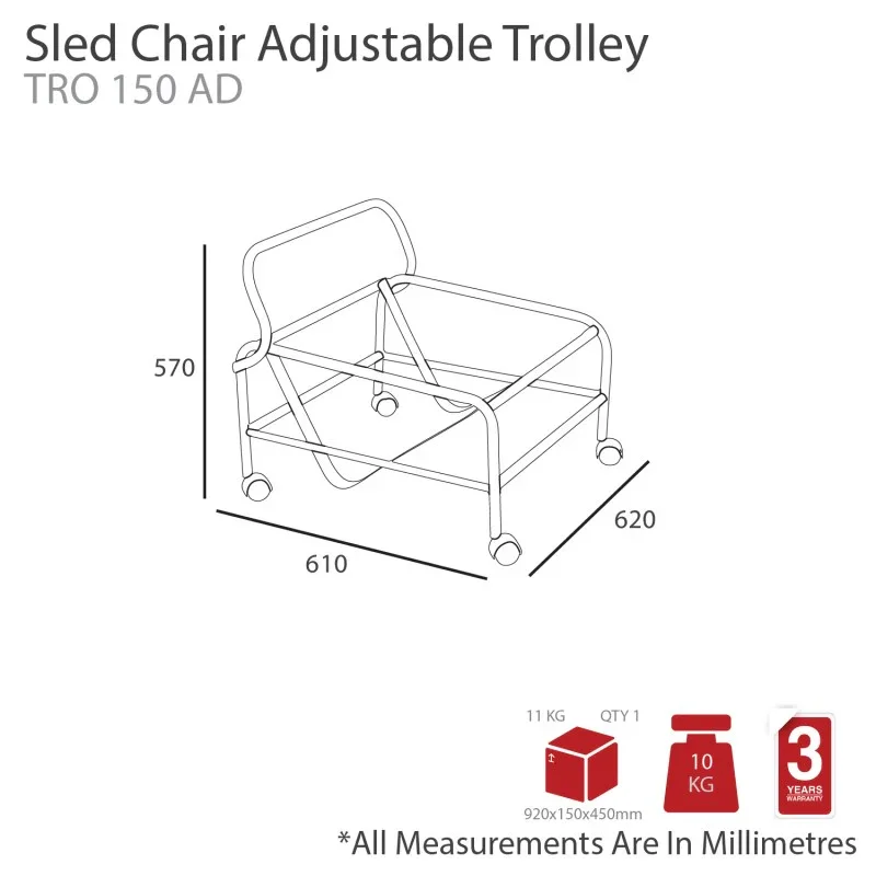 Ma Sleigh Adjustable Trolley For Sled Base Chair
