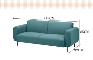 HE Stanly Fabric Upholstered Metal Leg 3 Seater Sofa thumbnail 4