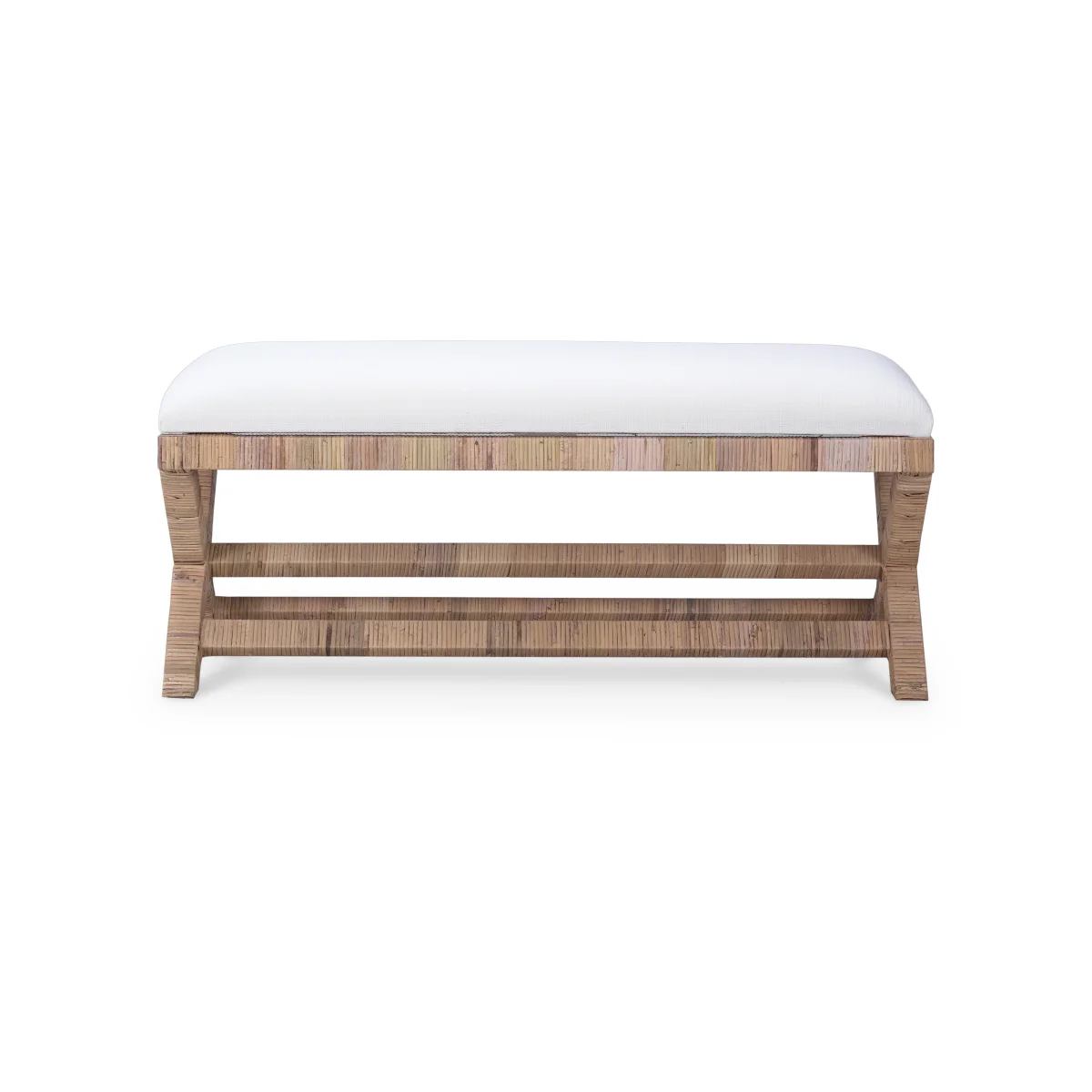 CR Renoir Natural Rattan Fabric Upholstered Bench 122cm