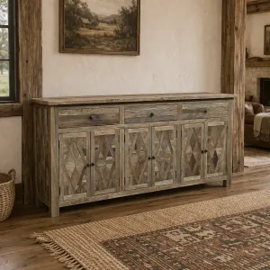 MF Parco Solid Timber Parquetry Pattern 3 Drawer 6 Door Buffet thumbnail 2