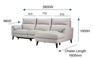 EL Malanie Chaise Leather 3 Seater Sofa thumbnail 3