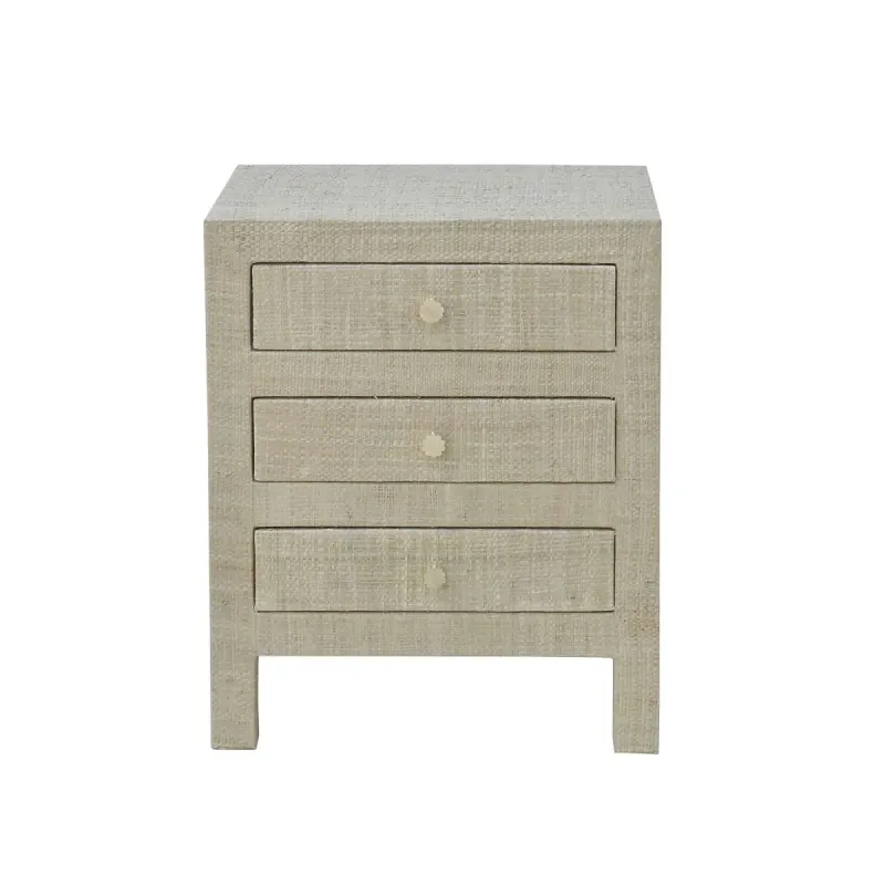 CR Kagu End Table w/Raffia 3 Drawer