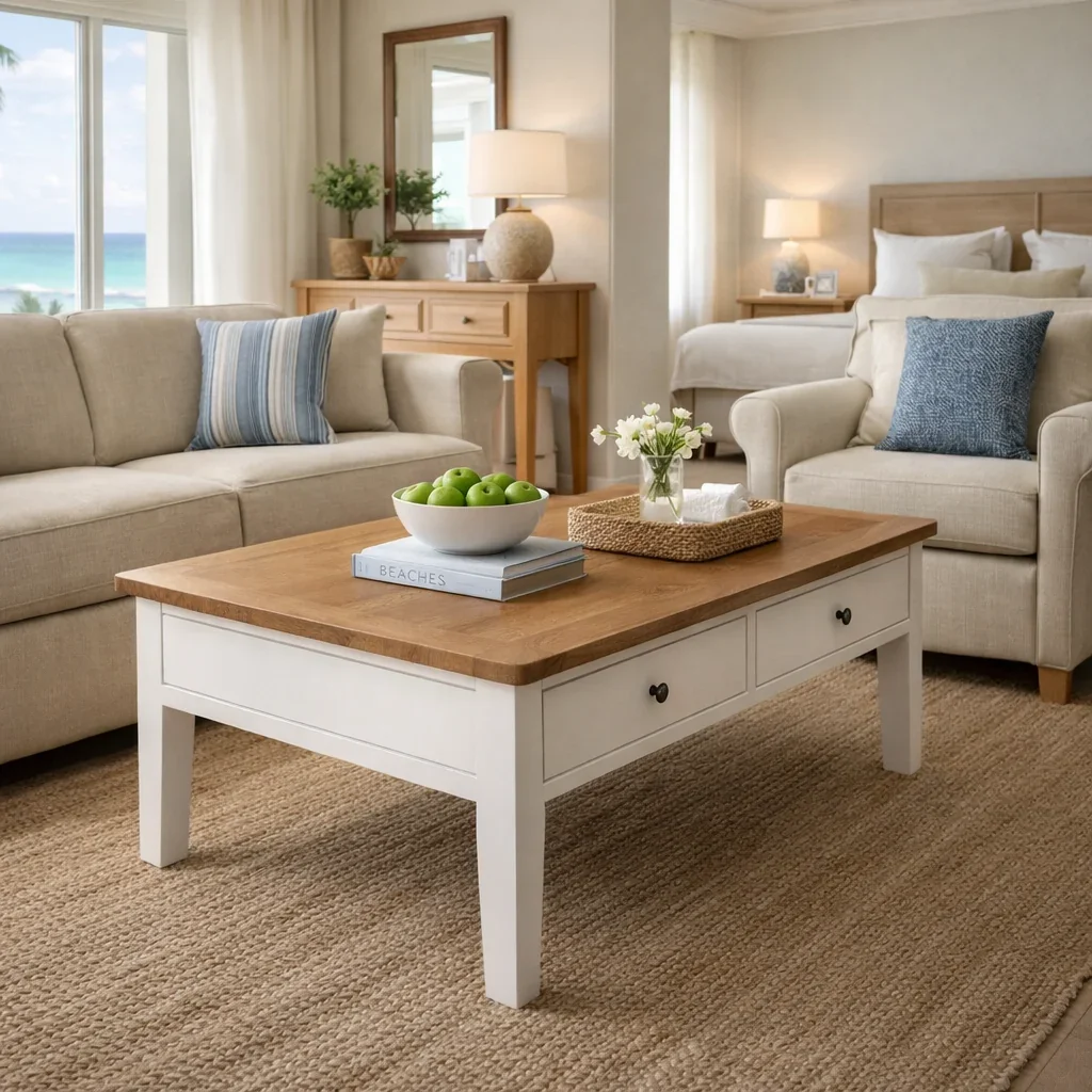 MF Lucia Oak Timber 2 Drawer 2 Way Coffee Table