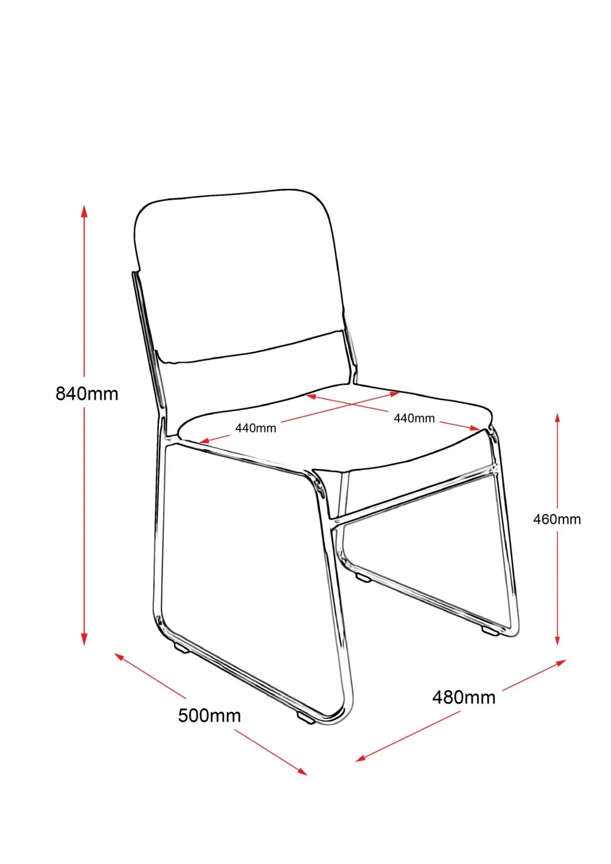 RL Evo Fabric Upholstered Metal Sled Base Visitor Chair