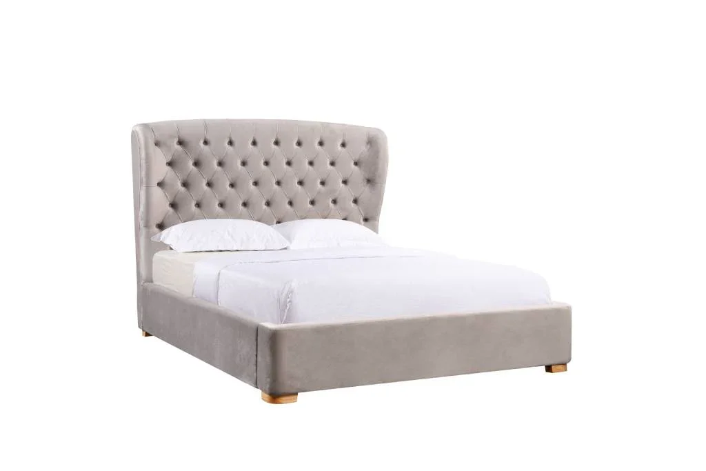 VI Rene Fabric Upholstered Tufted Buttoned Bed Frame - Double