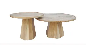 VI Lane Solid Timber Round Coffee Table Set of 2 thumbnail 1